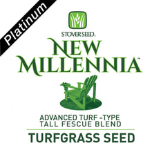 Load image into Gallery viewer, Logo for New Millennia Platinum Quality Tall Fescue Blend turfgrass seed.