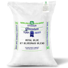 Load image into Gallery viewer, Royal Blue Kentucky Bluegrass blend seed bag.
