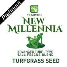 Load image into Gallery viewer, Logo for New Millennia Platinum Quality Tall Fescue Blend turfgrass seed.
